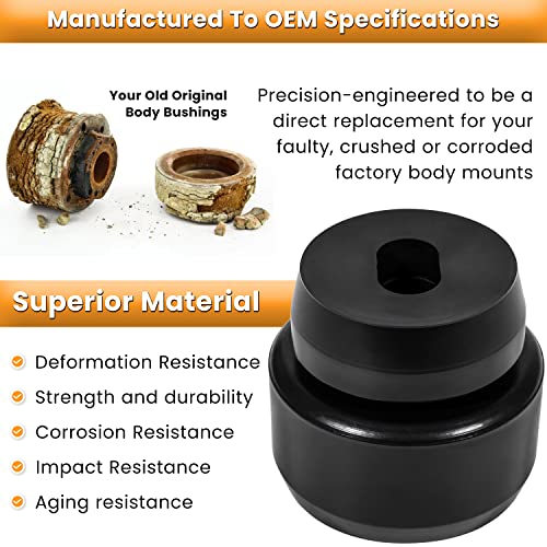 7-141 Body and Cab Mount Bushing Kit for Chevy Silverado & Sierra 1500/2500 2WD/4WD 1999-2014 Polyurethane Body Cab Mounts & Washers (Black 24PCS)