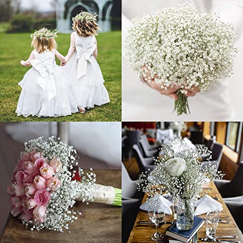 DEEMEI 15 PCS Babys Breath Artificial Flowers Fake Babys Breath Flowers Artificial Bulk White Gypsophila Bouquets Real Touch Faux Flowers for Wedding Floral Arrangement Party Home Decoration