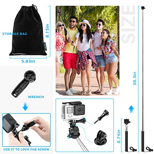 Luxebell Accessories Kit for AKASO EK5000 EK7000 4K WiFi Action Camera GoPro Hero 12 11 10 9 8 7 6 5/Session 5/Hero 4/3+/3/2/1 Max Fusion SJ4000 SJ5000 (14-in-1)