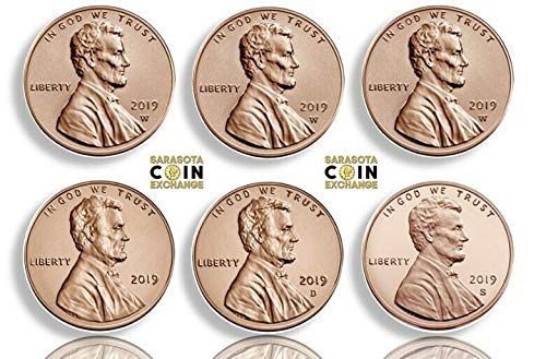 2019 Various Mint Marks Lincoln Shield 2019 Lincoln Update Set All 3 W Pennies included Total of 6 Coins Uncirculated