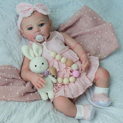 KSBD Realistic Reborn Dolls Girl - 18 Inch Lifelike Newborn Eyes Open Doll Real Life with Soft Weighted Body, Advanced Painted Gift Set for Kids Age 3+…