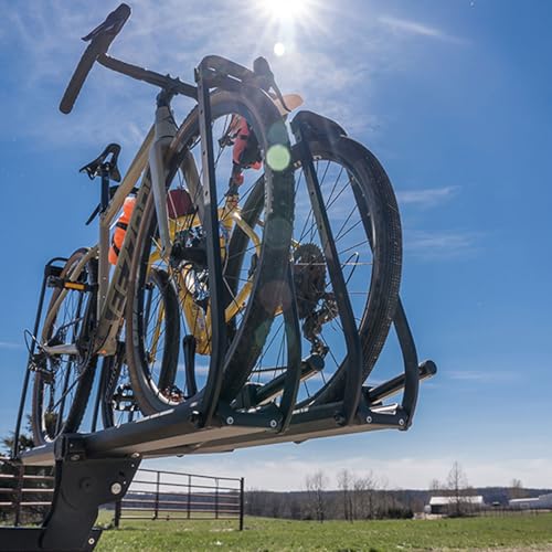 KUAT 1.25" Piston Pro Platform Rack - Secure Rugged Durable Portable Foldable Easy-to-Use No Frame Contact Dual Ratchet 2-Bike Hauling Platform with 5" Max Tire Width