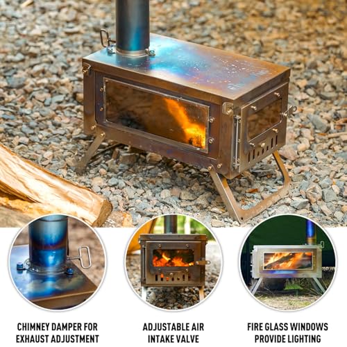 FIREHIKING Titanium Stove Portable Folding Tent Ta1 Stove Slide Mini for Camping Backpacking Hunting Cooking 3.4lb