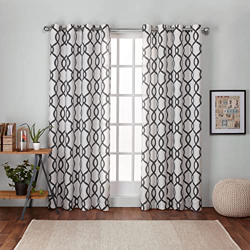 Exclusive Home Curtains Exclusive Home Kochi Light Filtering Linen Blend Grommet Top Curtain Panel Pair, 54x63, Black Pearl, 2 Count