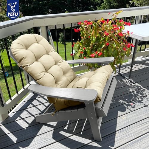 YEFU Adirondack Chair Cushion, Rocking Chair Cushions High Back, Thickened Patio Chair Pad for Indoor and Outdoor, 49x20x5 Inch, Beige