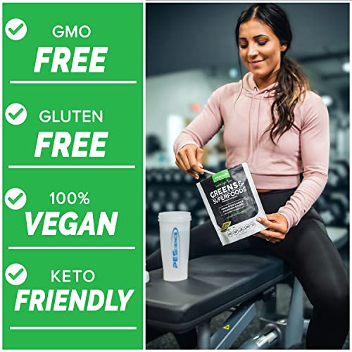 PEScience Greens Powder Superfood with Natural Chlorophyll, Reishi & Turkey Tail Mushroom Powders, Freeze-Dried Kale, Spinach, Broccoli Sprouts, Lime Flavor, 30 Servings