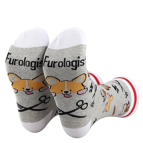 PXTIDY 2 Pairs Furologist Socks Funny Puppy Stylist Gift Cute Dog Groomer Socks Pet Grooming Gifts Furologist Gift