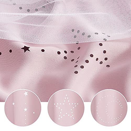 NICETOWN 2 Panels Stars Blackout Curtains for Bedroom Kids Baby Window Double Layer Moon Star Cut Out Living Room Decor Wall Home Decorations Curtain, W42 x L84 Inches Long, Pink