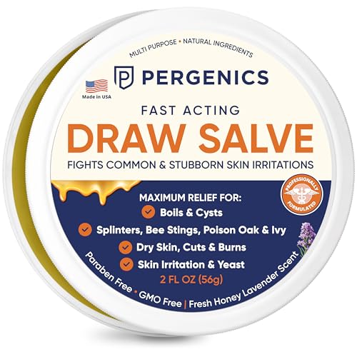 Pergenics Drawing Salve Ointment 1 oz with Natural Herbal Extract for ingrown Hair, Boil & Cyst, Splinter Remover, Bug and Spider Bites, bee Sting, Mosquito bite Itch, Poison Ivy