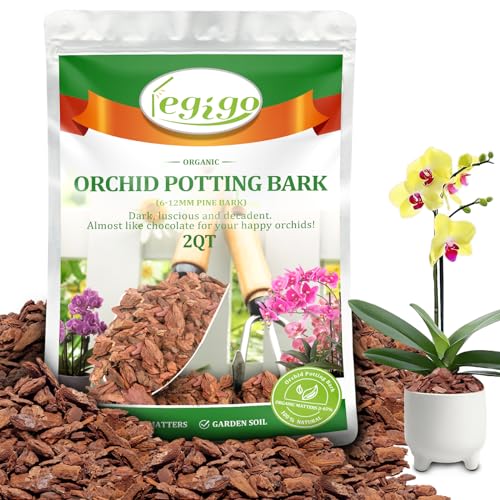 Legigo 2 Quarts Organic Orchid Potting Bark- All Natural Orchid Bark Potting Mix Pine Bark Wood Chips for Houseplant Mulch, Orchid Plants Root Development, Mulch for Potted Plants