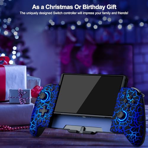 Switch Controller for Nintendo Switch/OLED, (No Drift, No Deadzone) Hall Effect Joystick Wireless Switch Controller With 9 Lights Color. One-Piece Switch Joypad for Those Who Prefer Handheld Mode