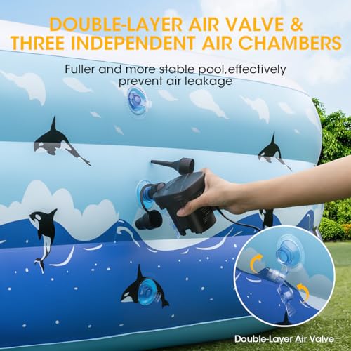 Extra Large Inflatable Pool with Pump for Adults, 130” x 72” x22” Full Size Family Blow Up Pool, Swimming Pools Above Ground for Backyard Home Garden Lawn Indoor Outdoor