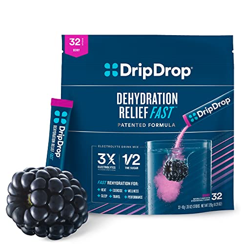 DripDrop Hydration - Berry - Electrolyte Drink Mix Single Serve Hydration Powder Packets | Non-GMO, Gluten Free, Vegan | 32 Sticks