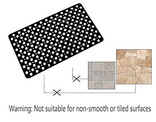 Mantto Nonslip Bath Tub Shower Mat with Suction Cups, Extra Soft TPE Bath Mat for Kids, Bathtub Bathroom Mats, Machine Washable, Smooth/Non-Textured Tubs Only, 35L x 16W Inch(White)