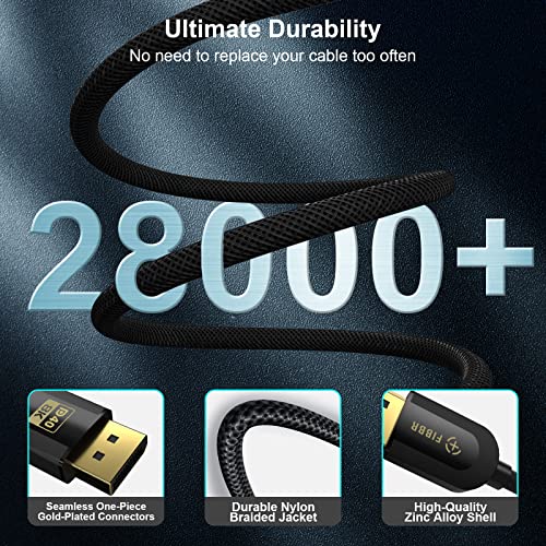FIBBR 16K DisplayPort Cable 2.1, VESA Certified DP Cable 3.3ft, 40Gbps Display Port Cord Support 16K@30Hz, 10K@30Hz, 8K@60Hz, 4K@165Hz, HDR, HDCP2.2, DSC 1.2a for FreeSync G-Sync Gaming Monitor TV PC