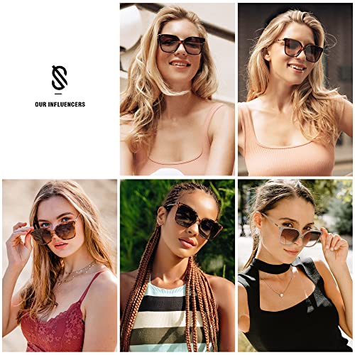 SOJOS Trendy Square Sunglasses for Women Fashion UV Protection Lens Womens Sunnies Sunglasses SJ2196, Black Frame/Grey Lens