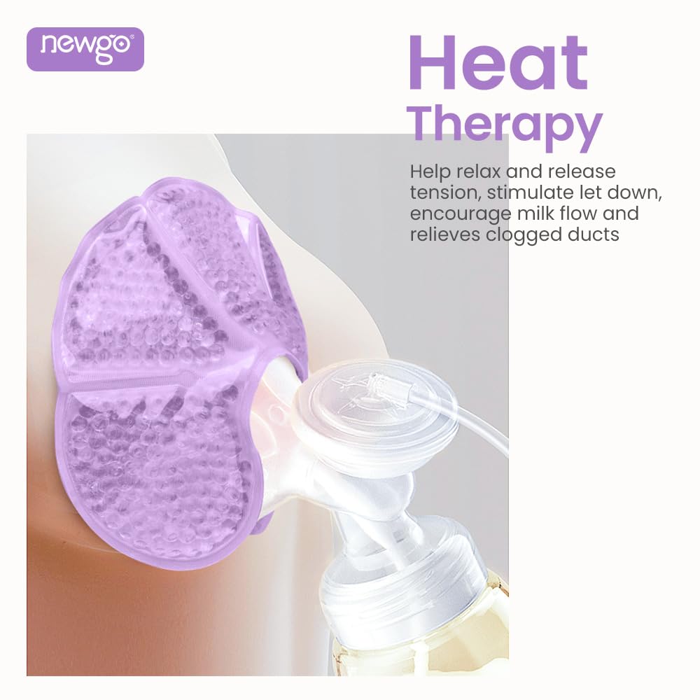 NEWGO Breast Ice Pack 2 Pack Gel Ice Pack for Breast Surgery, Reusable Nursing Ice Pack Hot or Cold Therapy Breast Pad for Breastfeeding, Engorgement Relief (Purple)