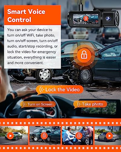 Vantrue N5 4 Channel WiFi 360° All Sides Dash Cam, STARVIS 2 IR Night Vision, 2.7K+1080P*3 Front Rear Inside Dashcam, Voice Control, GPS, 24 Hours Buffered Parking Mode Dash Camera, Support 512GB Max