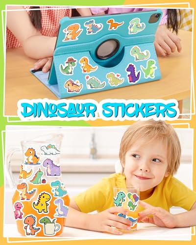 Benresive 100 Pcs Cute Dinosaur Stickers for Kids, Water Bottle Stickers for Kids Waterproof, Vinyl Laptop Kids Stickers Pack, Kids Classroom Prizes for Elementary Students
