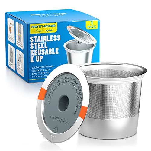 RETHONE K Cup Reusable Coffee Pods, Stainless Steel Reusable K Cups Coffee Filter Compatible for Keurig 1.0 & 2.0 Coffee Makers BPA-Free Refillable Coffee Filters (1 Pack)