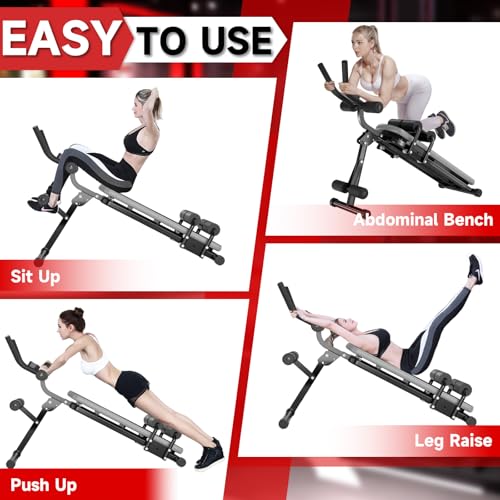 Bigzzia Ab Machine, Ab Workout Equipment Machine for Stomach Workout Foldable Abdominal Trainer for Home Gym Adjustable Ab Exercise Bench Crunch Machine for Core Abdomen, Black