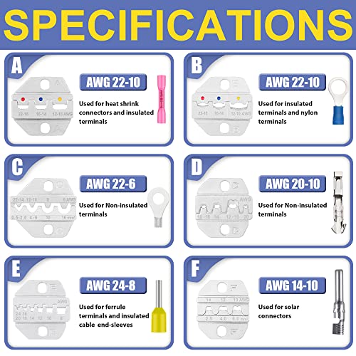 Haisstronica Crimping Tool for Non-Insulated Open Barrel Terminals Receptacles,AWG 20-10 Ratchet Wire Crimper Tool,Wire Terminal Crimper HS-5327