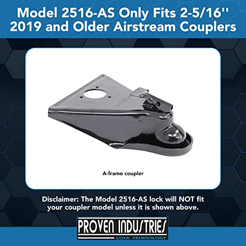 Proven Industries Model 2516-AS Trailer Lock, Fits (1997-2019) 2 5/16-Inch Airstream Couplers, Made in The USA (Black)