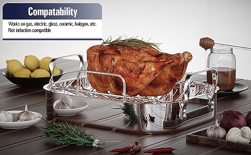 Cooks Standard 14-Inch by 12-Inch Stainless Steel Roaster with Rack, Rectangular