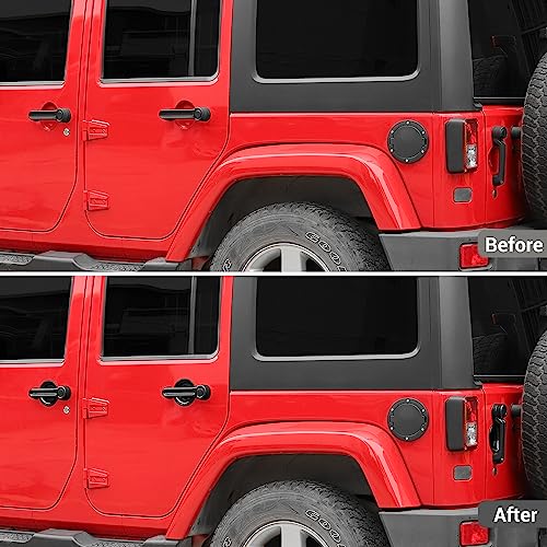 Hoolcar Exterior Door Handle Cover Tailgate Handle Cover Recess Guard Compatible with 2007-2017 Jeep Wrangler JK JKU Sports Sahara Freedom Rubicon Unlimited, Black, 15PCs