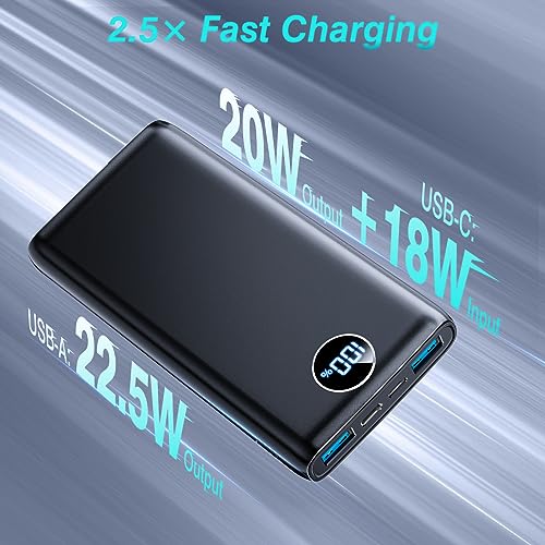 KEOLL Portable Charger 25800mAh Power Bank, 22.5w Fast Charging Battery Pack, LED Display USB C Backup Battery, Slim Portable Phone Charger for iPhone 15/14/13 Pro Samsung Android Cell Phone etc