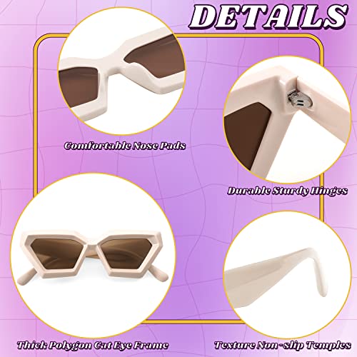 FEISEDY Women Sunglasses, Cateye Square Vintage Glasses for Men, Thick Frame Polygon Sunnies B4079