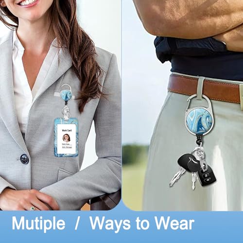 Badge Holder, Badge Reel with Swivel Belt Clip, Heavy Duty Retractable Reel, Sliding ID Badge Holder, Vertical Plastic Card Case for Nurse Teacher Office Employees (Merry Christmas-2)