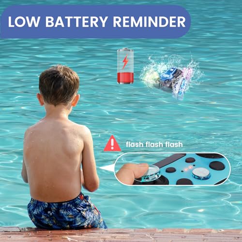 Tecnock Amphibious Remote Control Car Boat, 4WD Gesture RC Car with Waterproof Remote Control, RC Stunt Car with LED Lights, Pool Toys for Kids Ages 8-12, Toys Gifts for Boys Girls