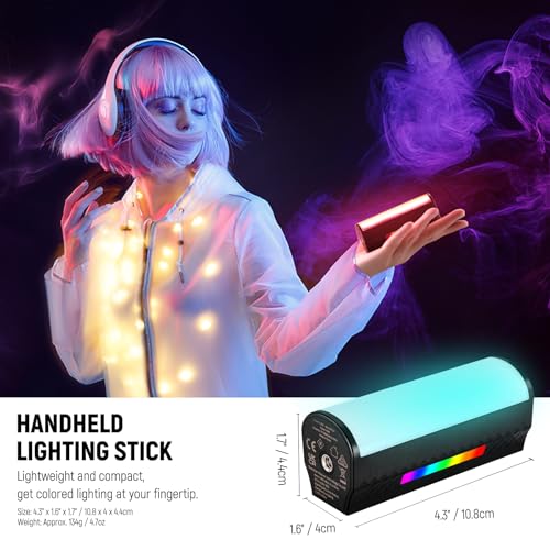 NEEWER Magnetic Handheld Light Wand, 360° Full RGB Mini LED Video Light Stick, 2500mAh Rechargeable Battery, 2500-8500K Dimmable Camera Tube Light for Studio Photography TikTok YouTube Vlog, TL96RGB