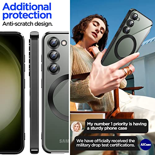 AICase Magnetic Clear Case for Samsung Galaxy S23 6.1'' with Full Camera Lens Protection[No.1 Strong N52 Magnets] [Non-Yellowing] [Military Grade Protection]Shockproof Protective for Women Girls Men_5