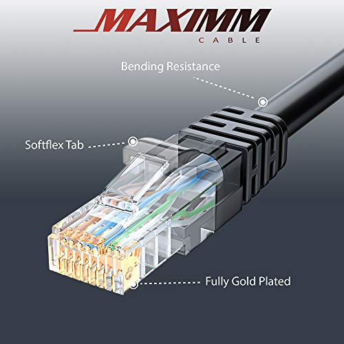 Maximm Cat 6 Ethernet Cable 0.9 Ft, 100% Pure Copper, Cat6 Cable (24 Pack) LAN Cable, Internet Cable, Patch Cable and Network Cable - UTP (Black) 0.9 Foot