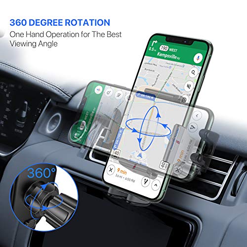 Miracase Phone Holders for Your Car with Newest Metal Hook Clip, Air Vent Cell Phone Car Mount, Hands Free Universal Automobile Cradle Fit for iPhone Android and All Smartphones, Classic Black