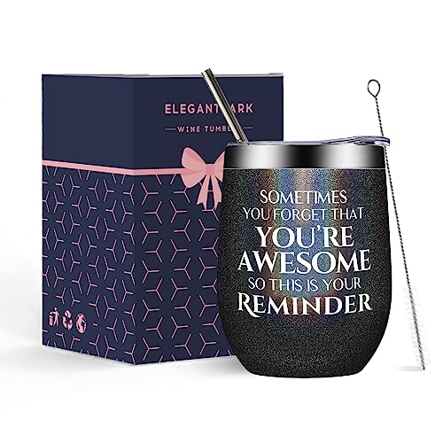 ELEGANTPARK Inspirational Gifts for Women Men Sometimes You Forget You're Awesome Coffee Mug Thank You Gifts for Teacher Employee Birthday Christmas Gifts for Her Mom Dad Wife Tumbler Black 14OZ