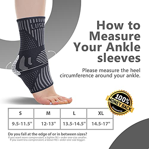 Lusenone Ankle Brace for Women & Men (Pair), Compression Ankle Sleeve- Best Ankle Support Socks for Plantar Fasciitis, Sprained Ankle, Achilles Tendonitis, Foot Pain Relief, Running,Sports