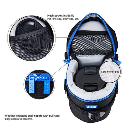 JJC Deluxe Lens Case Pouch Bag for Canon EF-S 17-55mm/17-85mm,EF 35mm f2, RF 85mm f2 Macro, Nikon AF-S 18-200mm/18-105mm/18-300mm/55-200mm, Fujifilm XF 56mm f1.2 R & More Lens Below 3.1" x 5.3"(D x L)