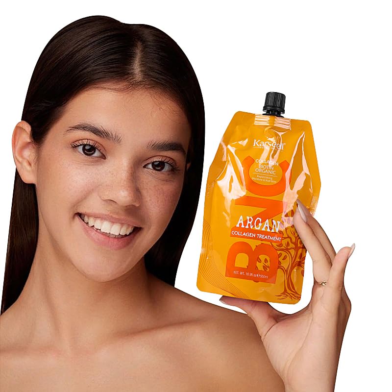 Karseell Collagen Hair Treatment Deep Repair Conditioning Argan Oil Collagen Hair Mask Essence for Dry Damaged Hair All Hair Types 16.90 oz 500ml