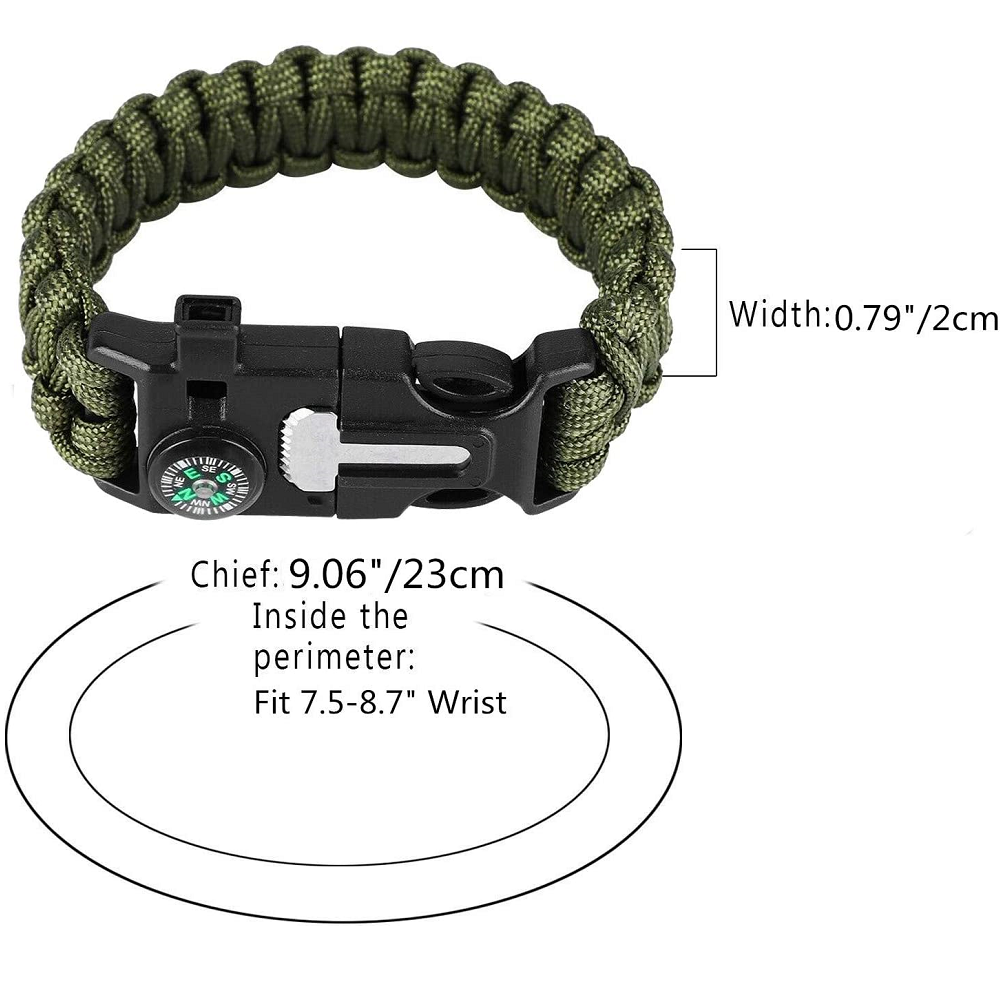 2 Pcs Emergency Bracelets Tactical Survival Gear with Compass Scraper