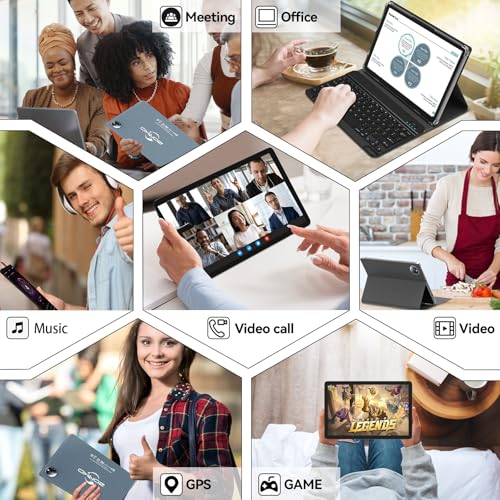 Tablet 10 inch 2024 Newest Android 14 Tablet with 128GB Rom+14GB Ram+2TB Expand, 4G Cellular Tablets with Dual Sim Slot, 2 in 1 Tablet with Case/Keyboard/Mouse, 5G Wifi, Octa-Core GPS 8000mAh (Grey)