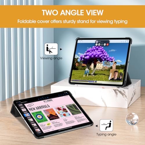 ProCase for iPad Pro 13 Inch Case 2024 (M4/7th Gen), iPad M4 13 Case Smart Folio iPad Pro 13 Case, Slim Stand Translucent Hard Shell Back 13-inch 2024 iPad Pro Case, Auto Sleep/Wake -Black
