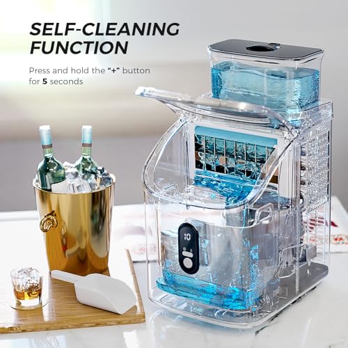 Kismile Ice Maker Countertop, Portable Ice Cube Maker Machine with 1.5L Detachable Water Tank, 33Lbs/Day, 16Pcs/5Mins, 24H Timer, Self-Cleaning Small Ice Maker, Ice Machine Maker for Home,Office,Party