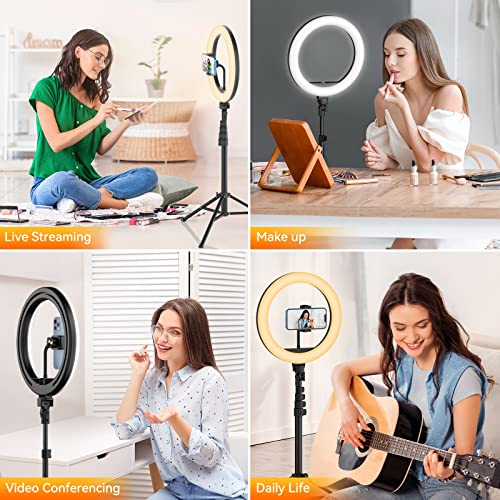 TODI 12" Ring Light with 63" extendable Tripod Stand, Selfie Ring Light with Phone Holder and Remote, Dimmable LED Ring Light & Selfie Stick for Makeup/Live Stream/Photography/Titkok