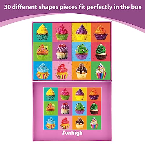 sunhigh Dementia Puzzles for Elderly, 30 Piece Cupcakes Jigsaw Puzzle, Alzheimer’s Products and Activities for Seniors