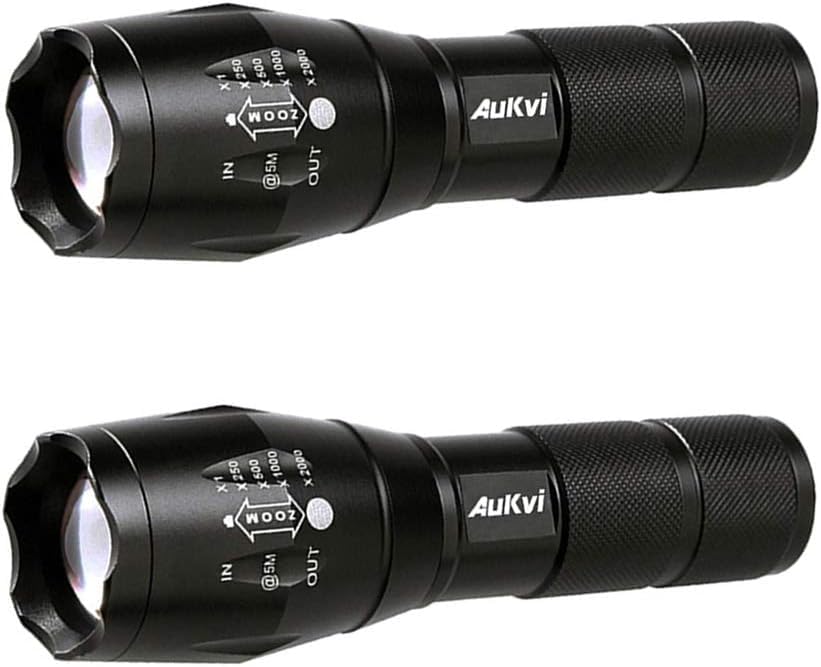 AuKvi 2 Pcs Powerful Blue Light Flashlight Single Mode Long Range LED Blue Flashlight for Night Fishing Hunting
