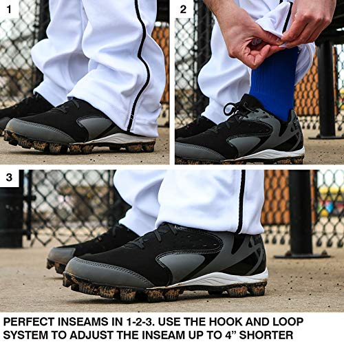 CHAMPRO Adult Triple Crown OB2 Open-Bottom Loose Fit Baseball Pants with Adjustable Inseam and Reinforced Sliding Areas , Grey,black, Medium