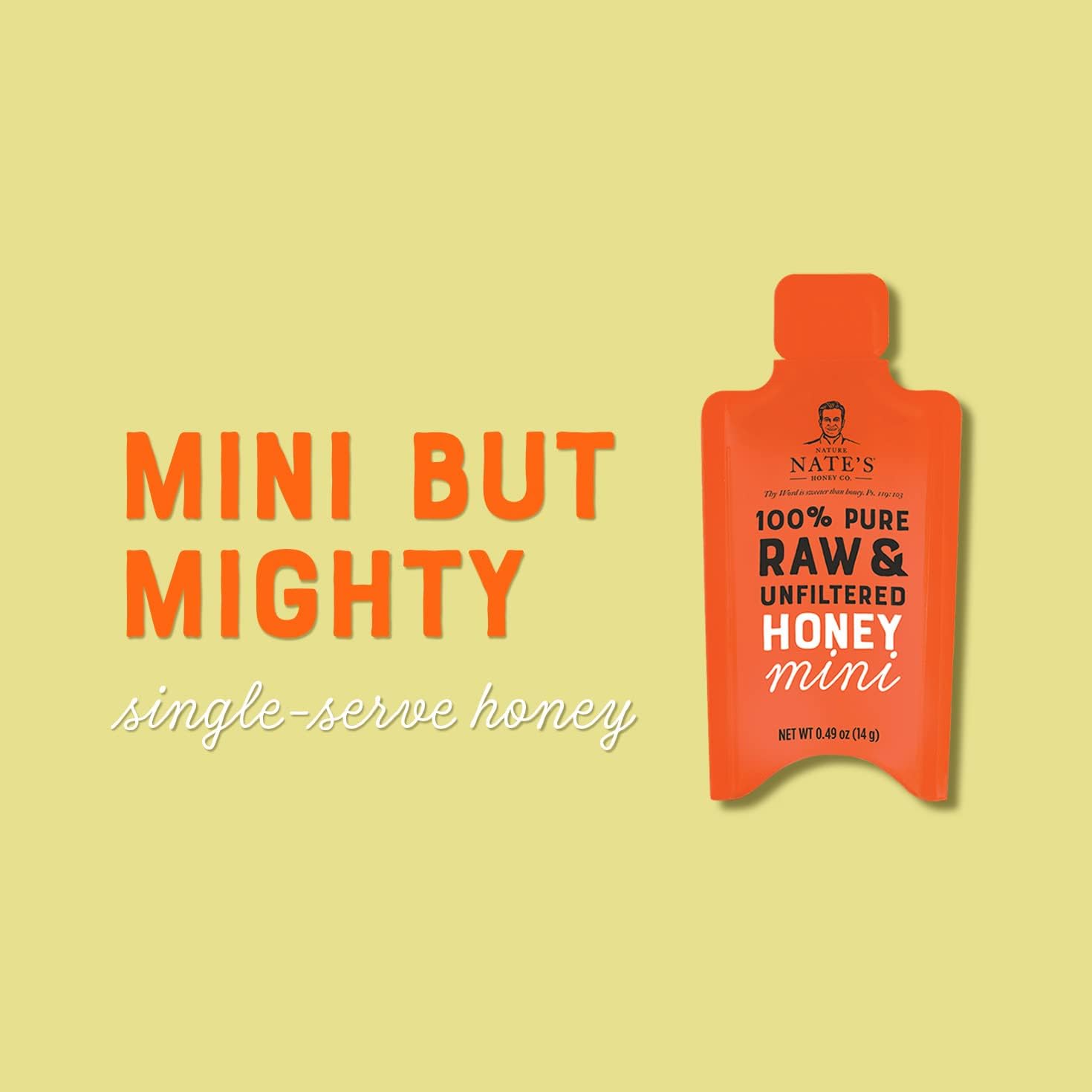Nate's Honey Minis - Single-Serve 100% Pure, Raw & Unfiltered Honey – 0.49oz Packets, 20ct bag